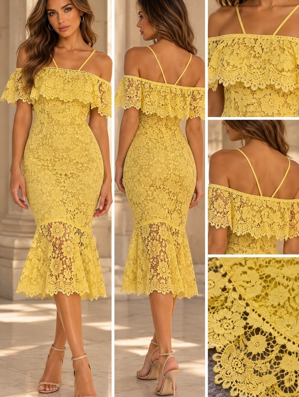 L'ATISTE Yellow Lace Dress